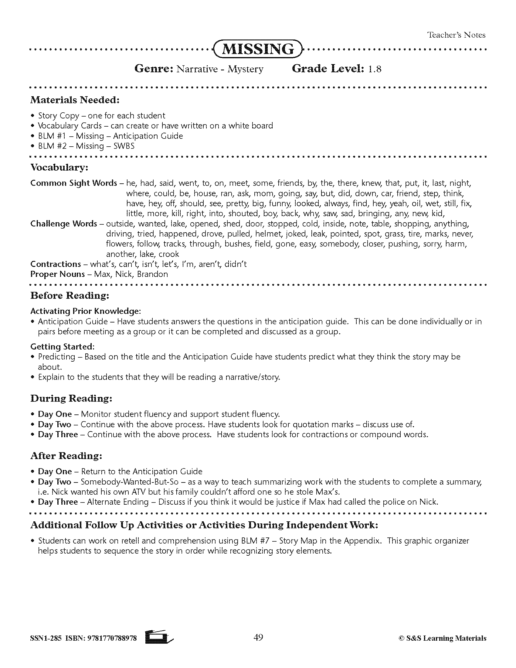 Just for Boys - High/Low Reading Comprehension Grades 4+, Reading Level 1.2 to 2.9