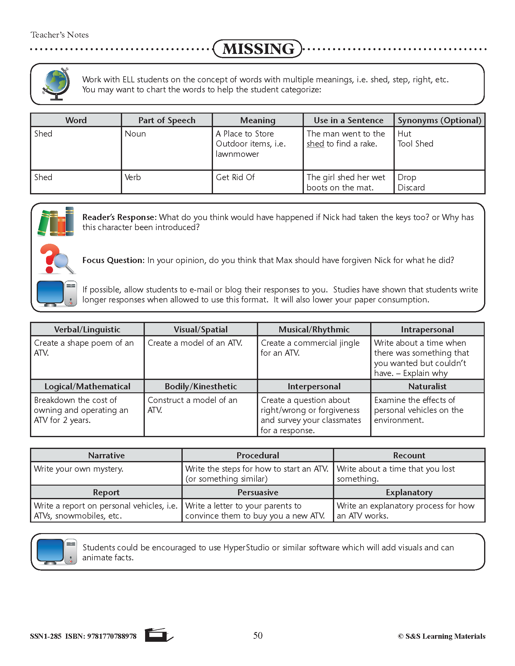 Just for Boys - High/Low Reading Comprehension Grades 4+, Reading Level 1.2 to 2.9