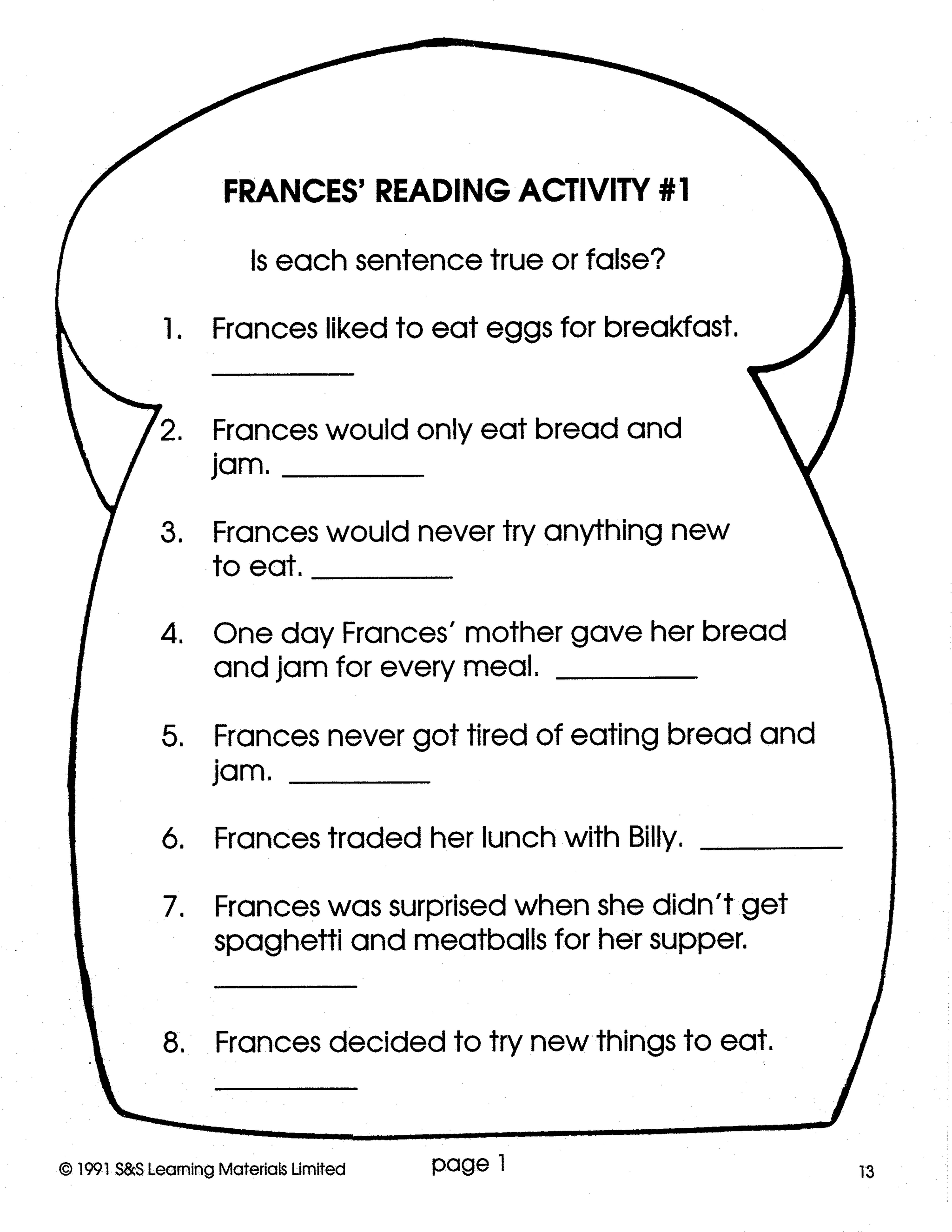 Bread and Jam for Frances: Lit Link/Novel Study Guide Gr. 1-3