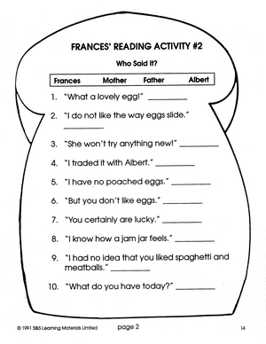 Bread and Jam for Frances: Lit Link/Novel Study Guide Gr. 1-3