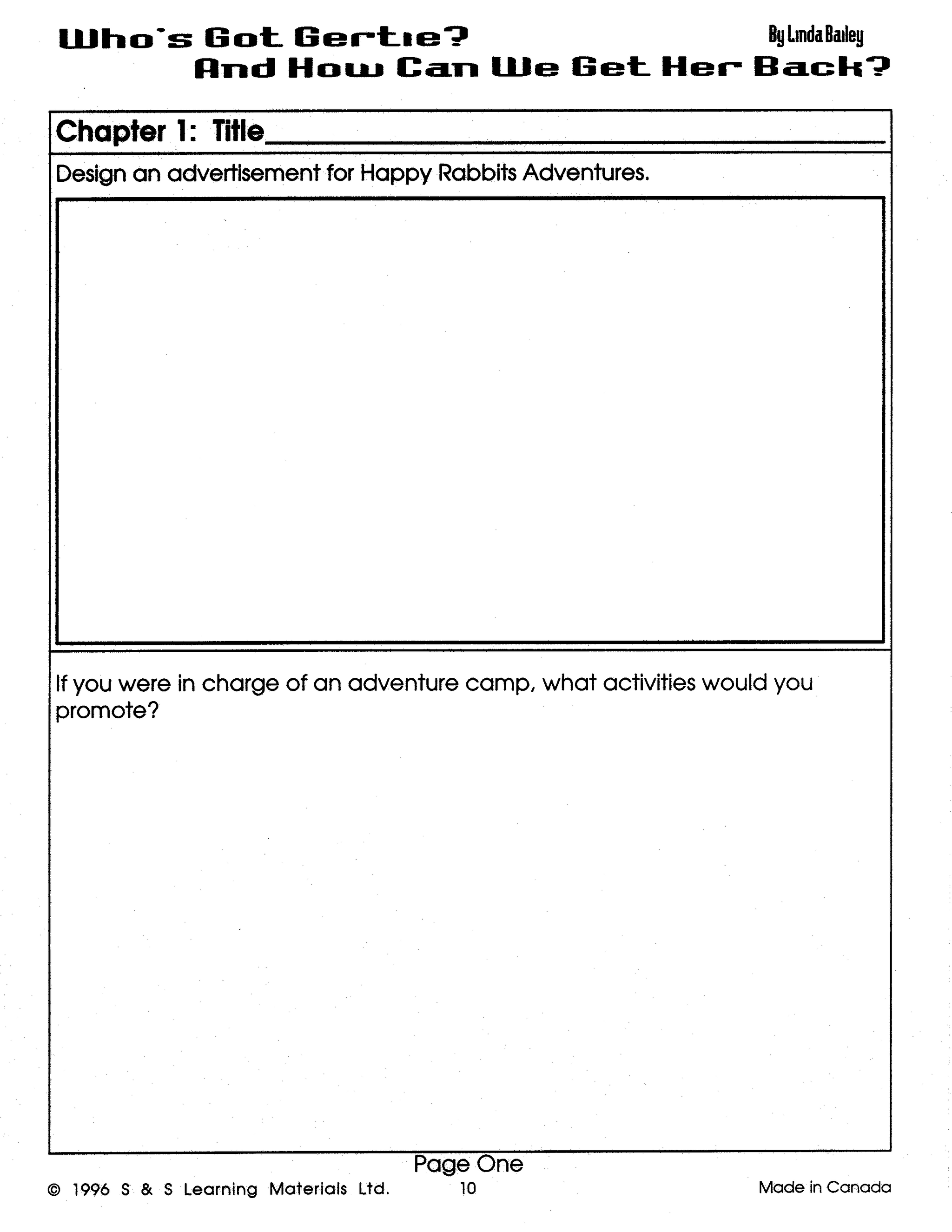 Who's Got Gertie And How Can We Get Her Back? Novel Study  Gr. 4-6