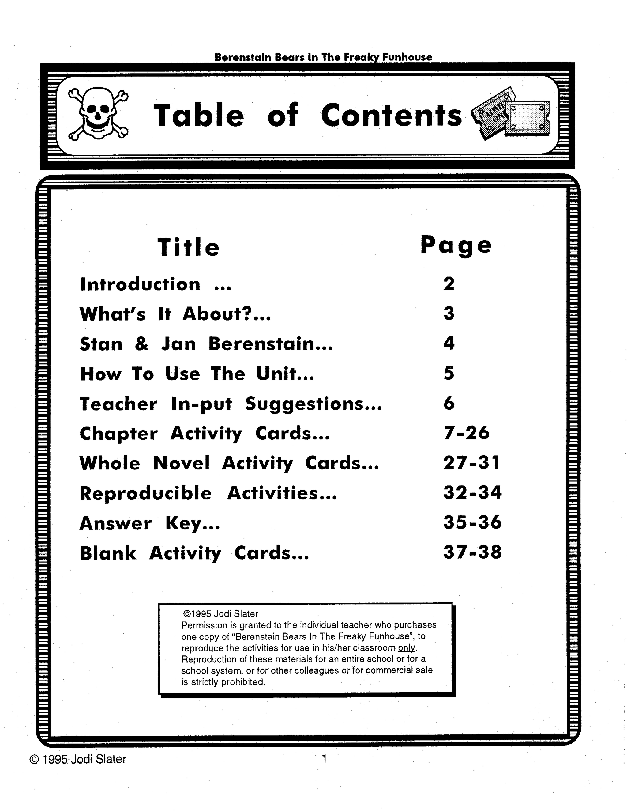 Berenstain Bears - In The Freaky House Novel Study Gr. 1-3
