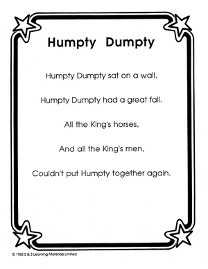 Nursery Rhymes Black & White Picture Collection Grades K-8