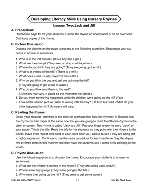 Developing Literacy Skills Using 17 Nursery Rhymes Grades 1-3