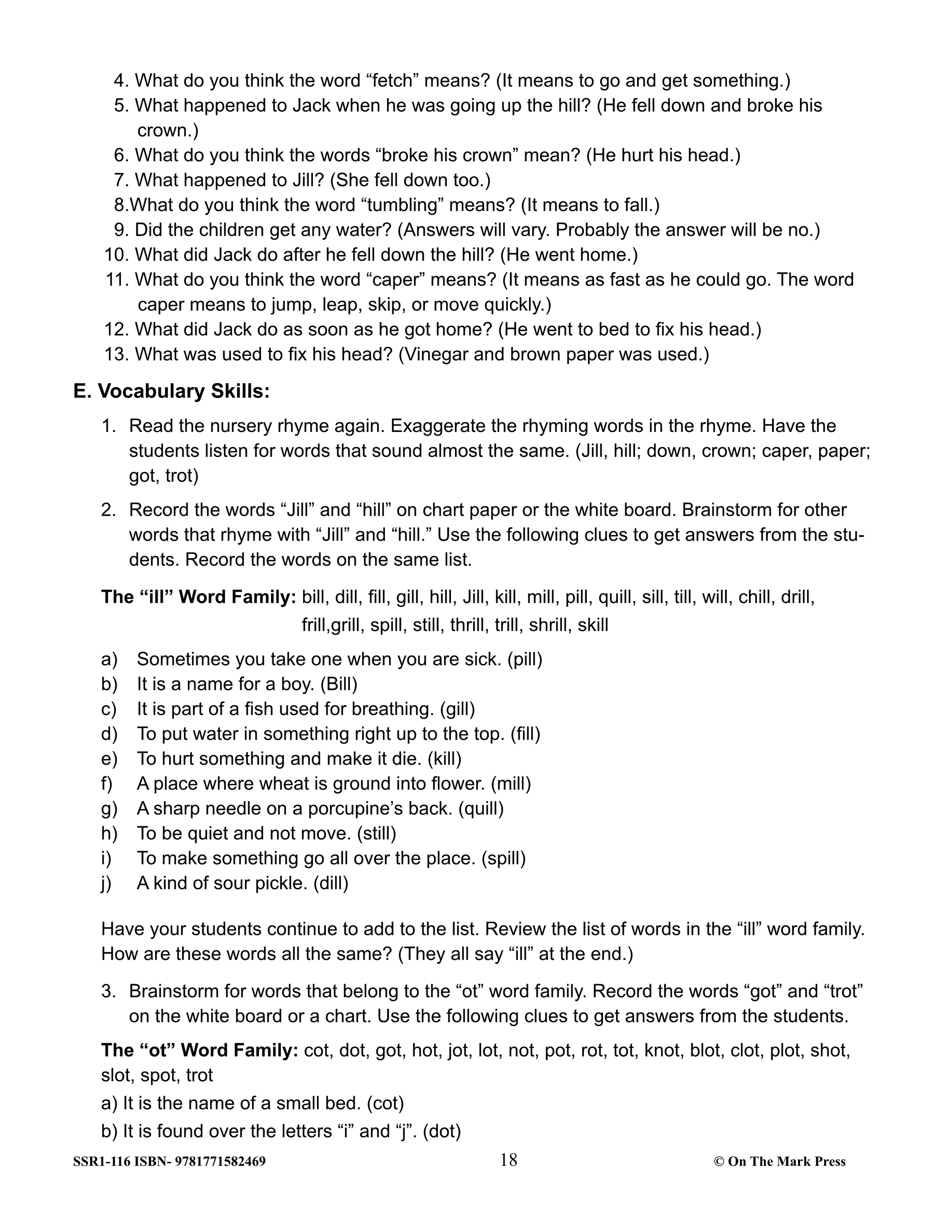 Developing Literacy Skills Using 17 Nursery Rhymes Grades 1-3