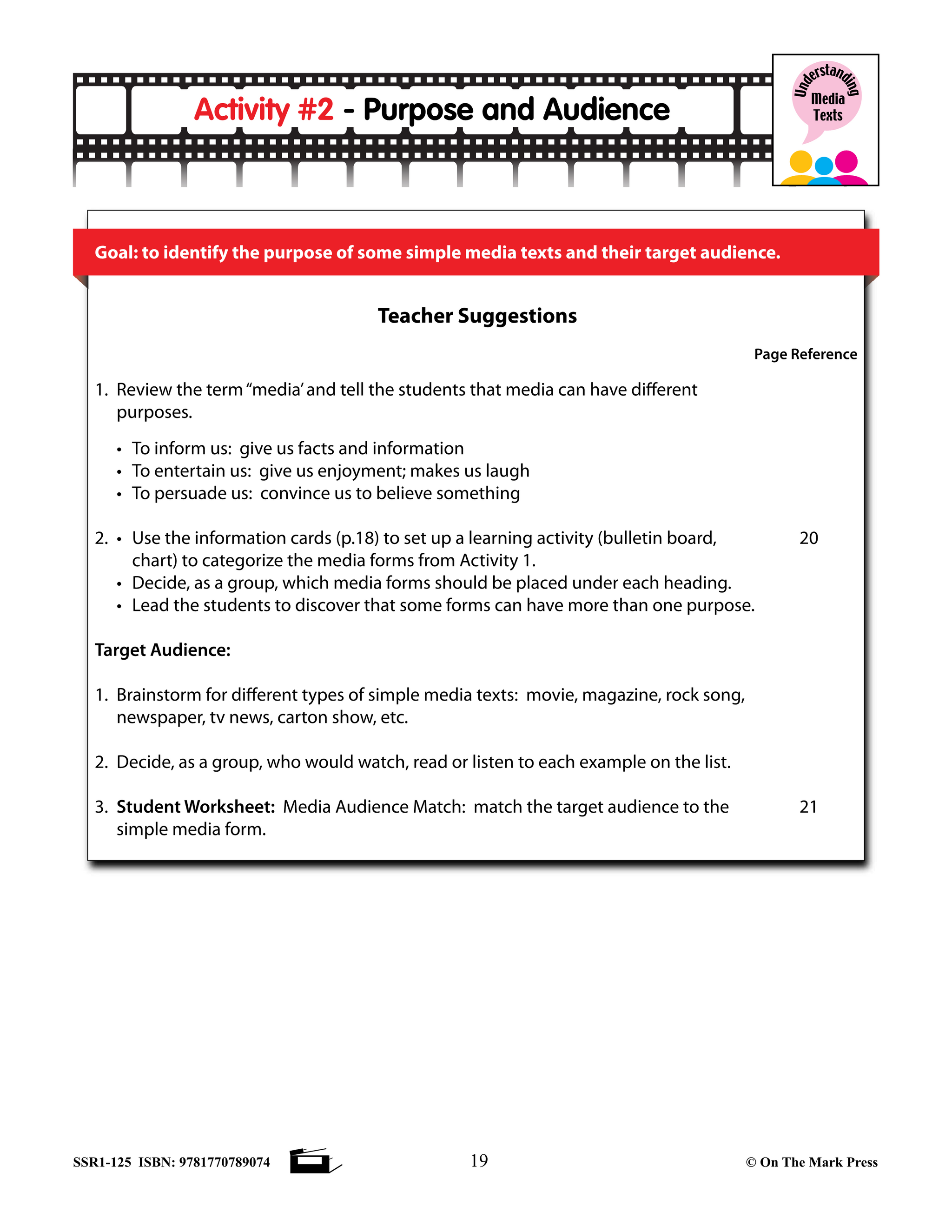 Media Literacy for Canadian Students Grades K to 1 - Understanding Media Forms and Texts