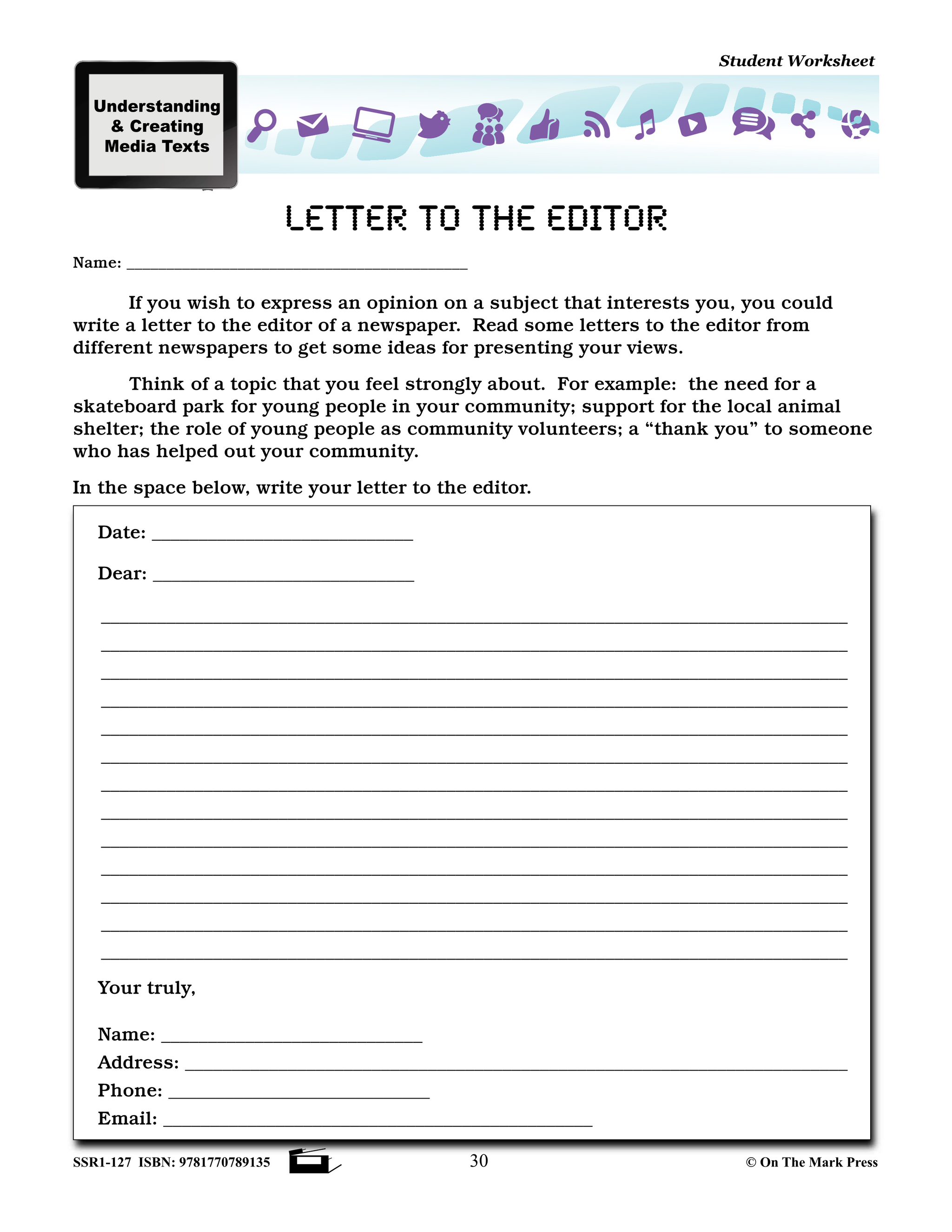 Media Literacy for Canadian Students Grades 4-6 - Understanding Media Texts and Messages