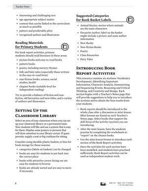 Canadian Book Reports for Beginners Grades 1-2