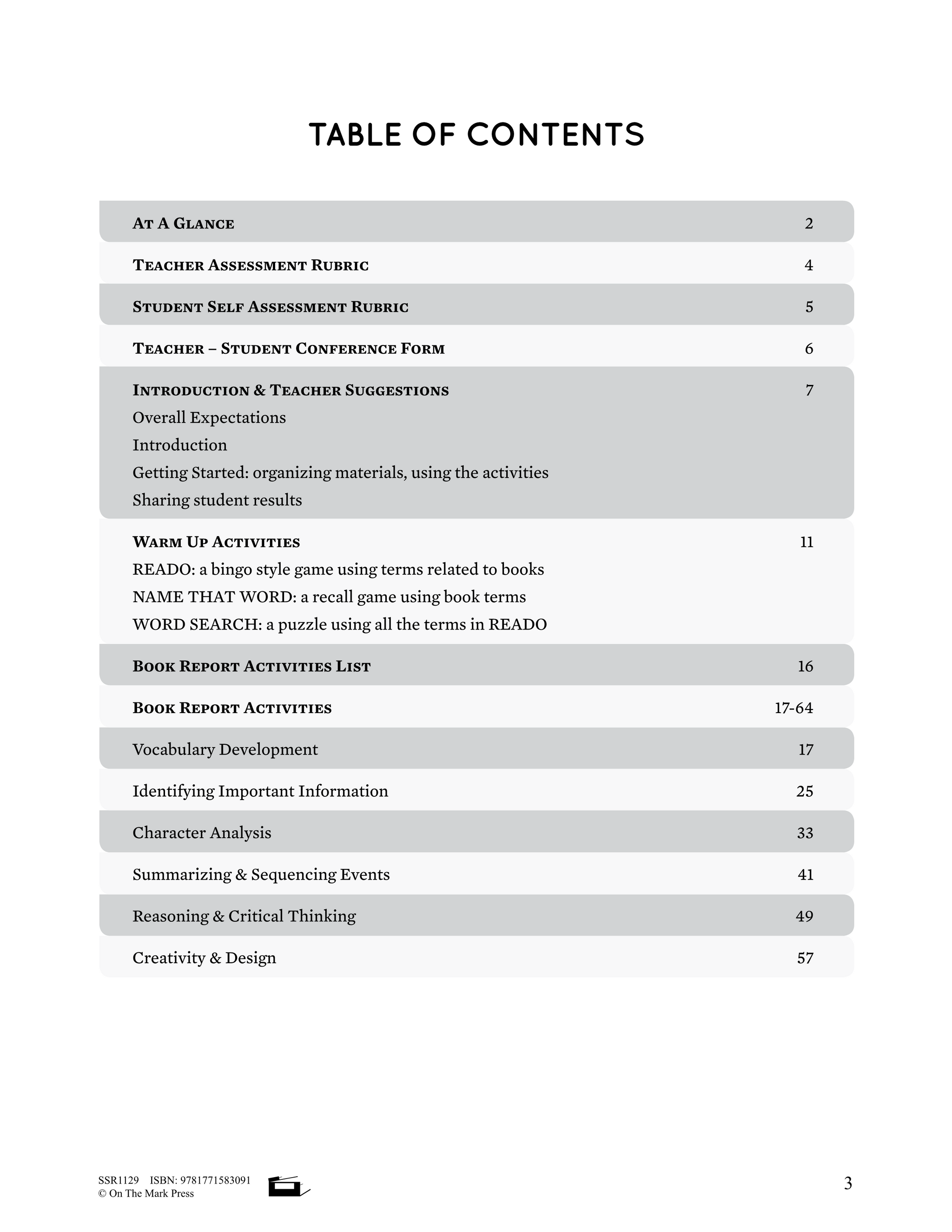Canadian Moving Ahead with Book Reports Grades 3-4