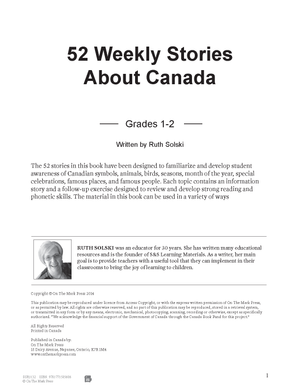 52 Weekly Nonfiction Stories About Canada Grades 1-2