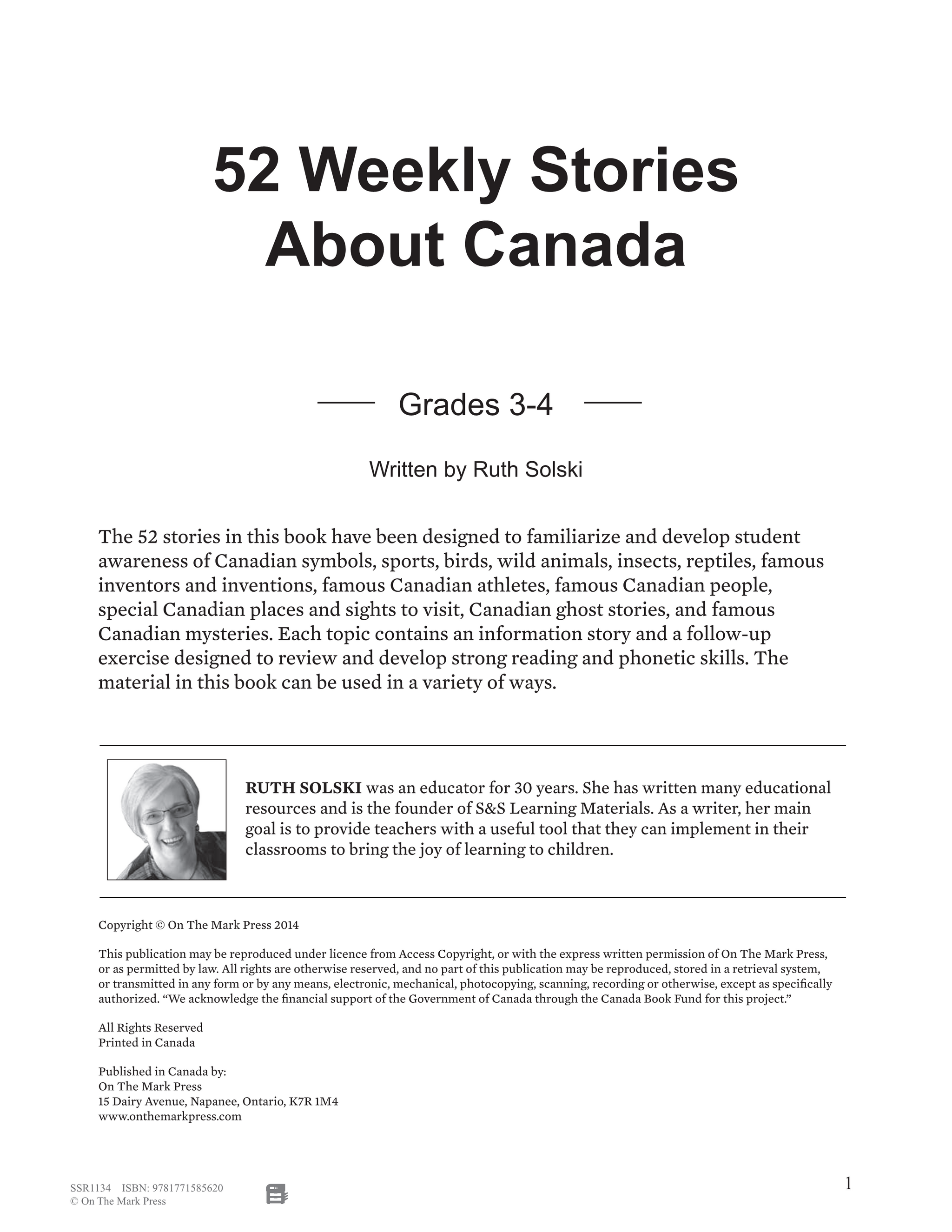 52 Weekly Nonfiction Stories About Canada Grades 3-4