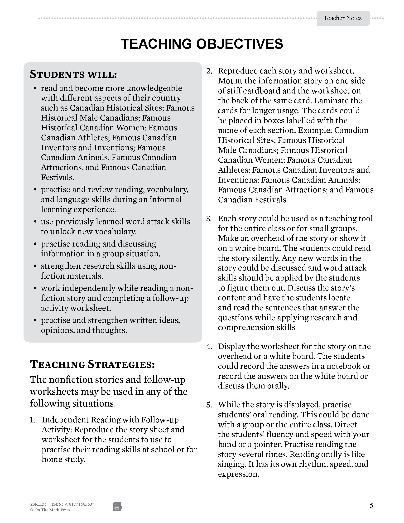 52 Weekly Nonfiction Stories About Canada Grades 4-5