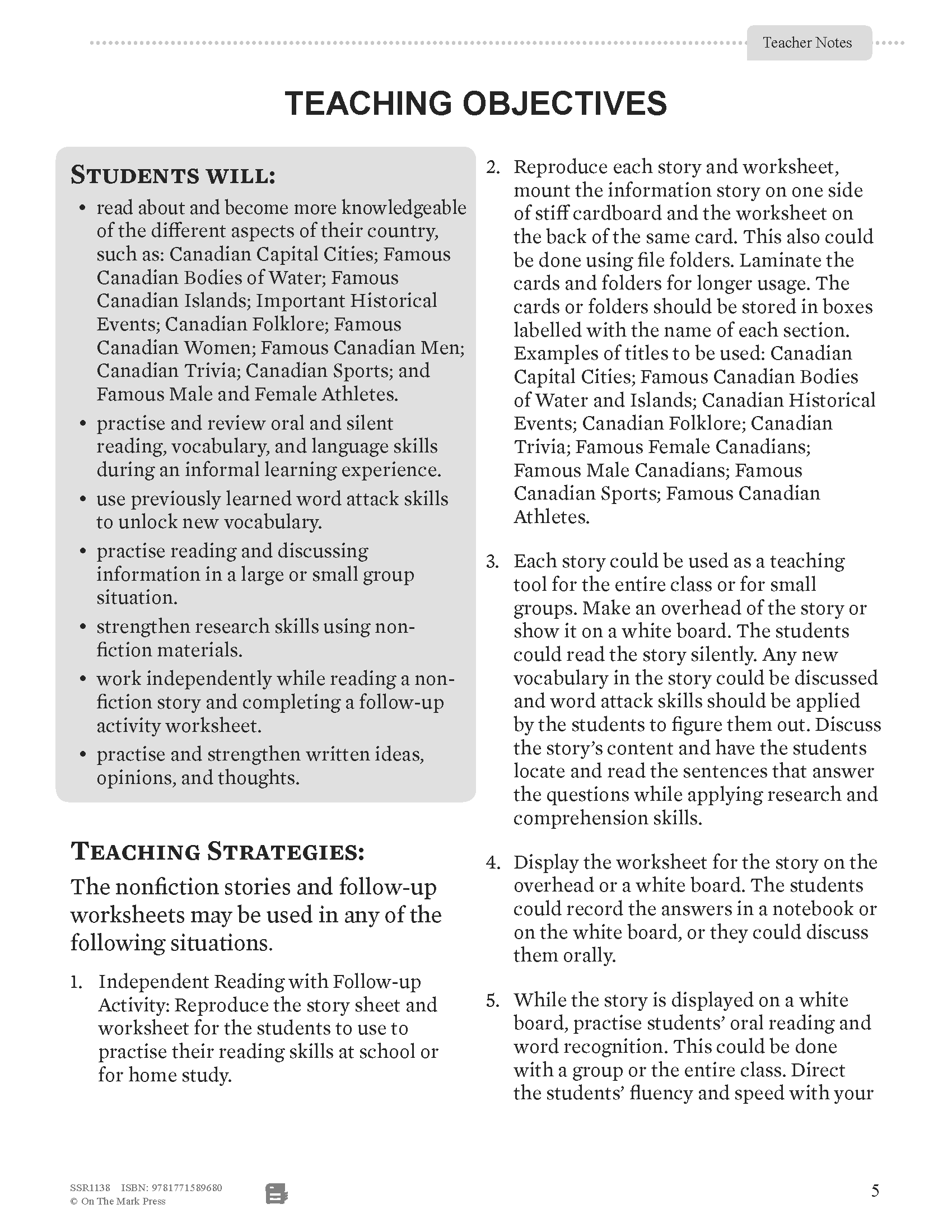 52 Weekly Nonfiction Stories About Canada Grades 7-8