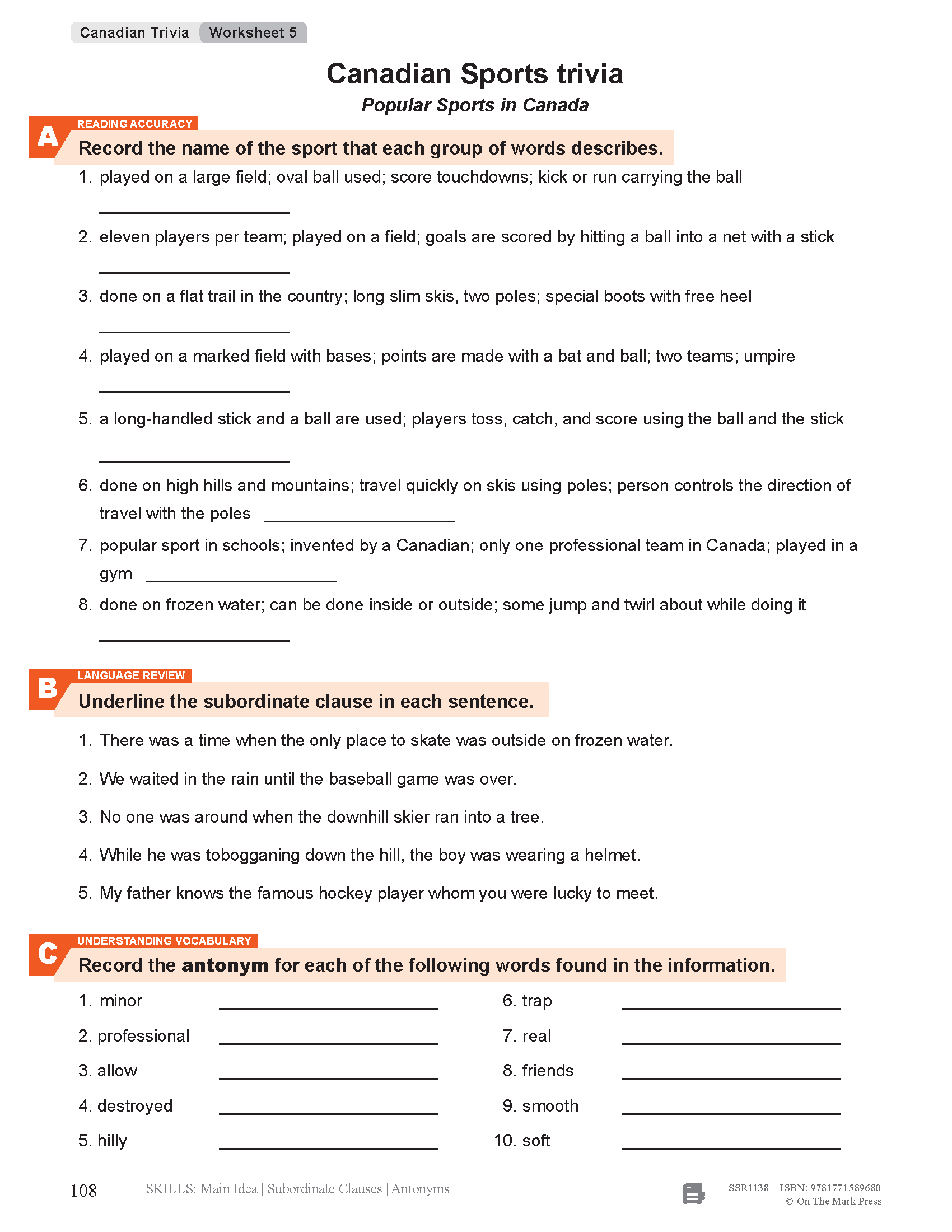 52 Weekly Nonfiction Stories About Canada Grades 7-8