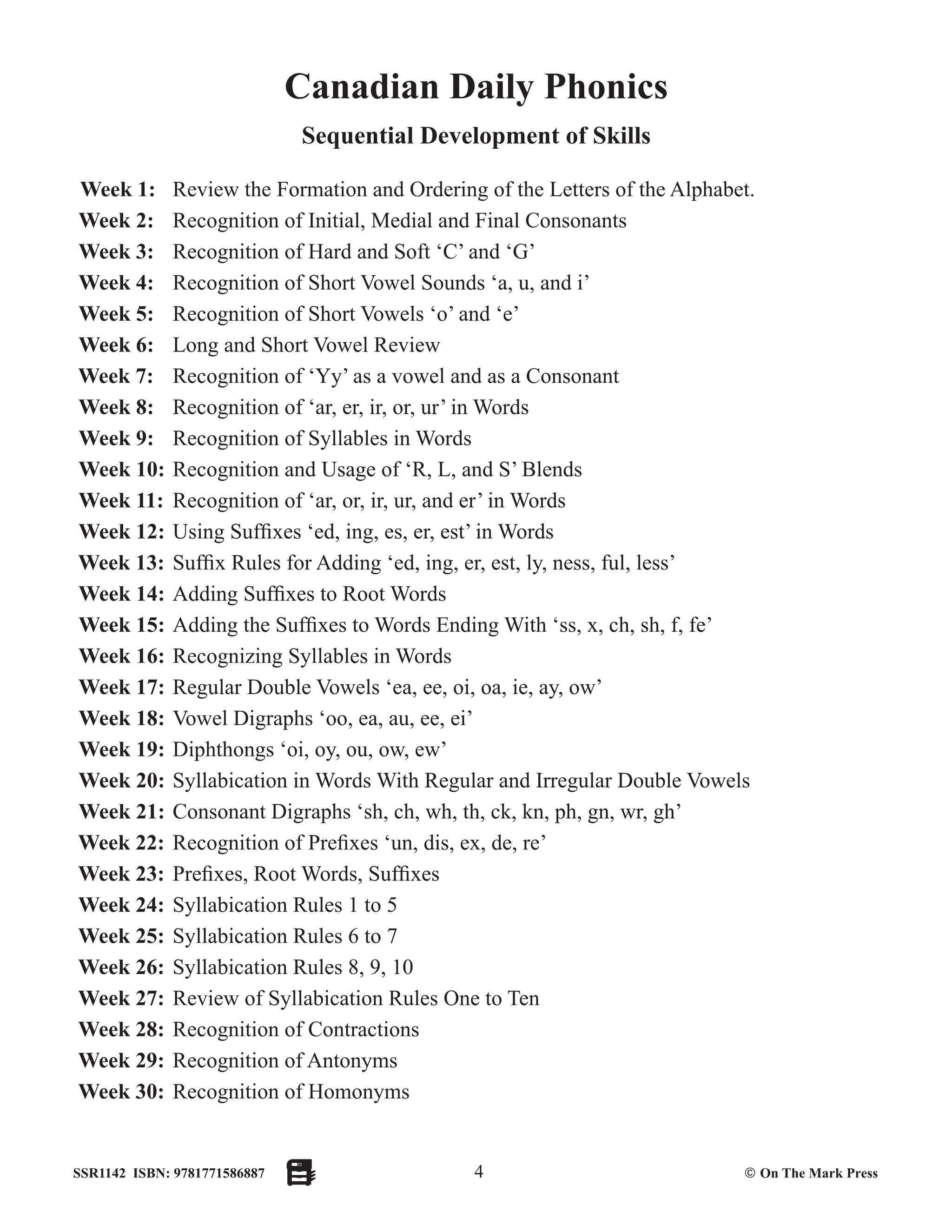 Canadian Daily Phonics Grade 3 | Vowels | Blends | Suffixes | Syllabication