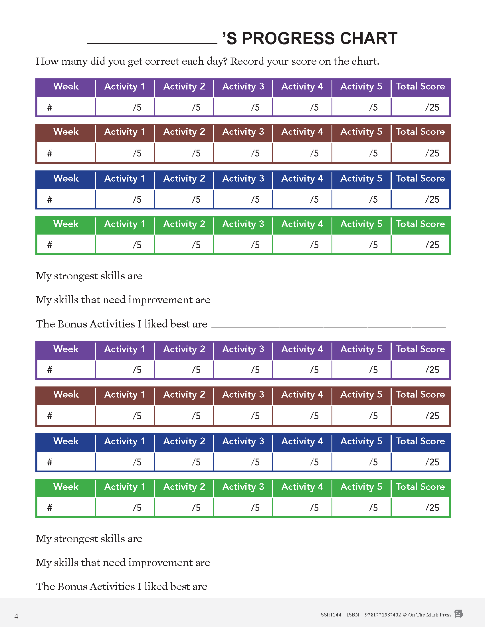 Canadian Daily Language Activities Grade 1