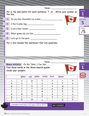 Canadian Daily Language Activities Grade 1