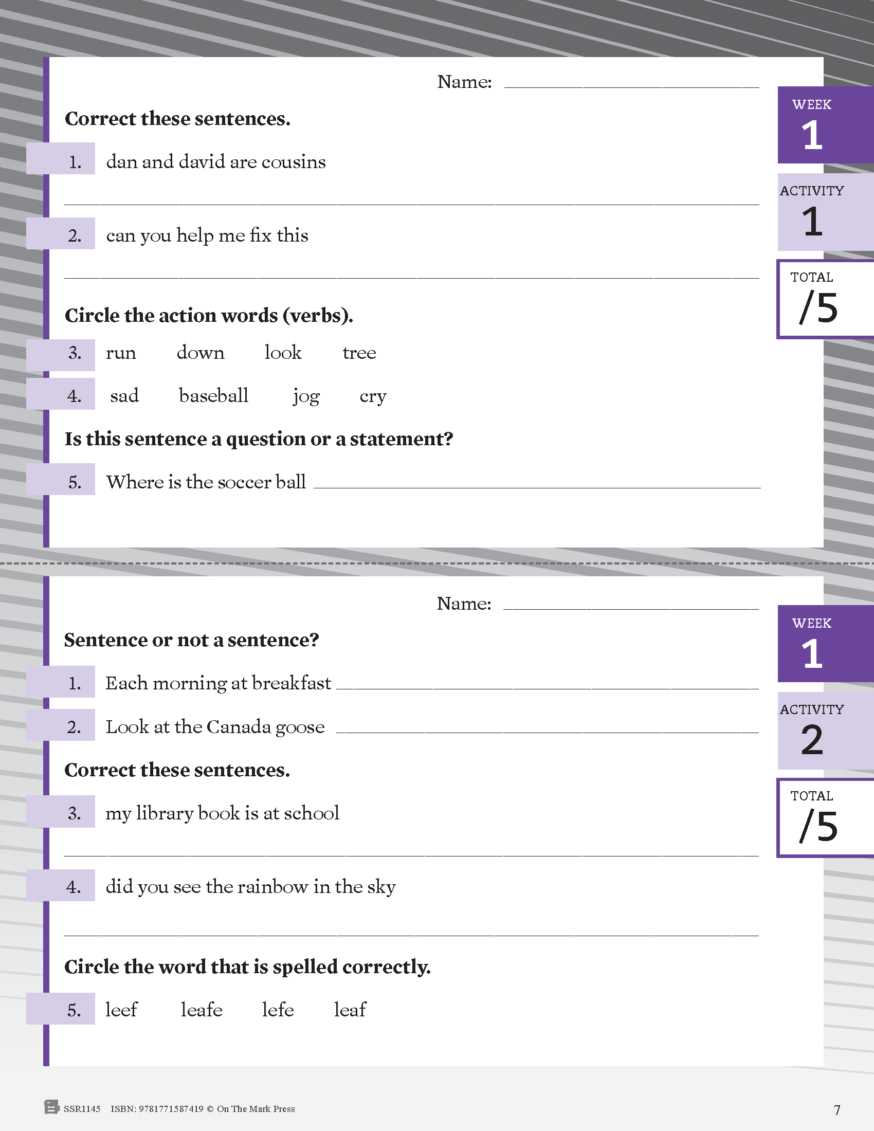 Canadian Daily Language Activities Grade 2