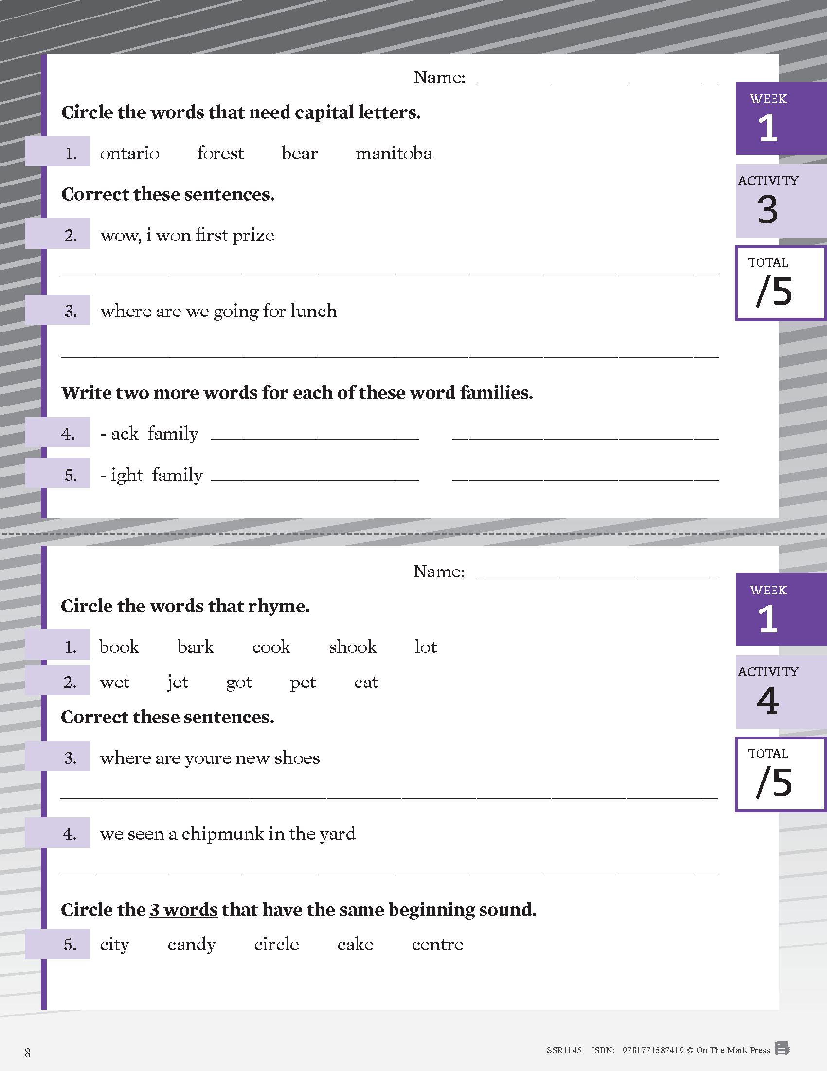 Canadian Daily Language Activities Grade 2