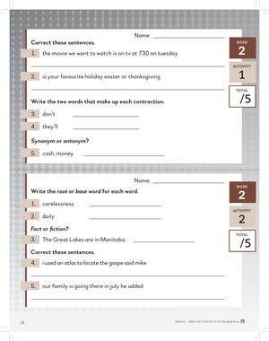Canadian Daily Language Activities Grade 4