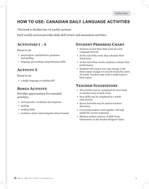 Canadian Daily Language Activities Grade 4