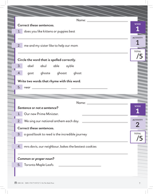 Canadian Daily Language Activities Grade 4