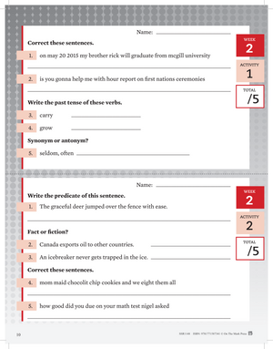 Canadian Daily Language Activities Grade 5