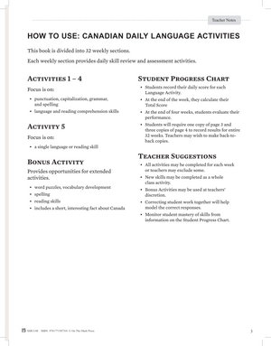 Canadian Daily Language Activities Grade 5