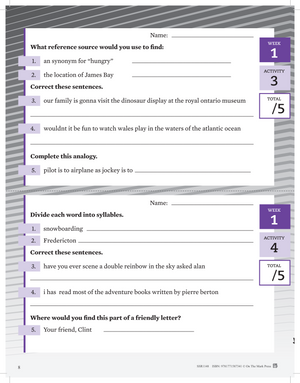 Canadian Daily Language Activities Grade 5