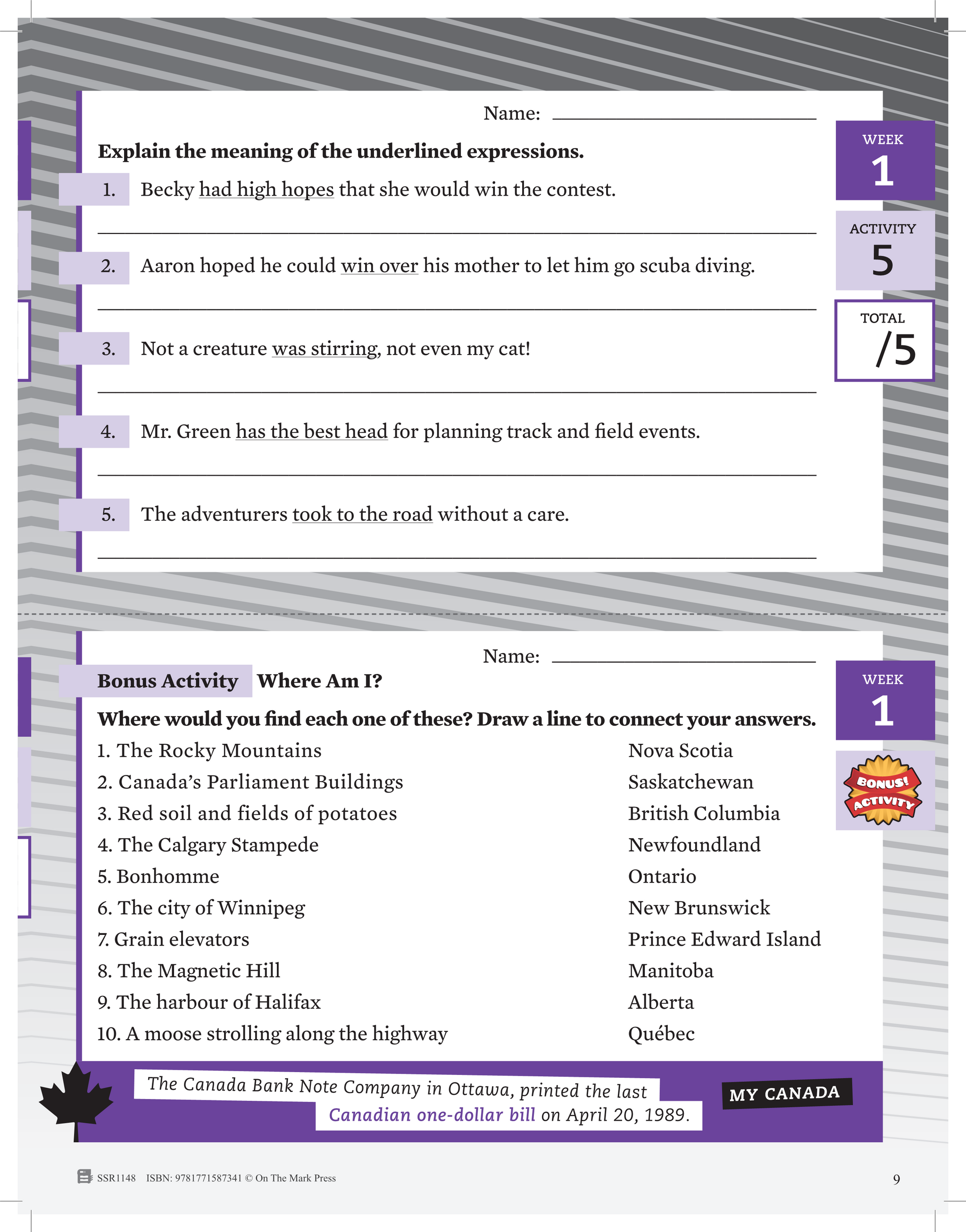 Canadian Daily Language Activities Grade 5