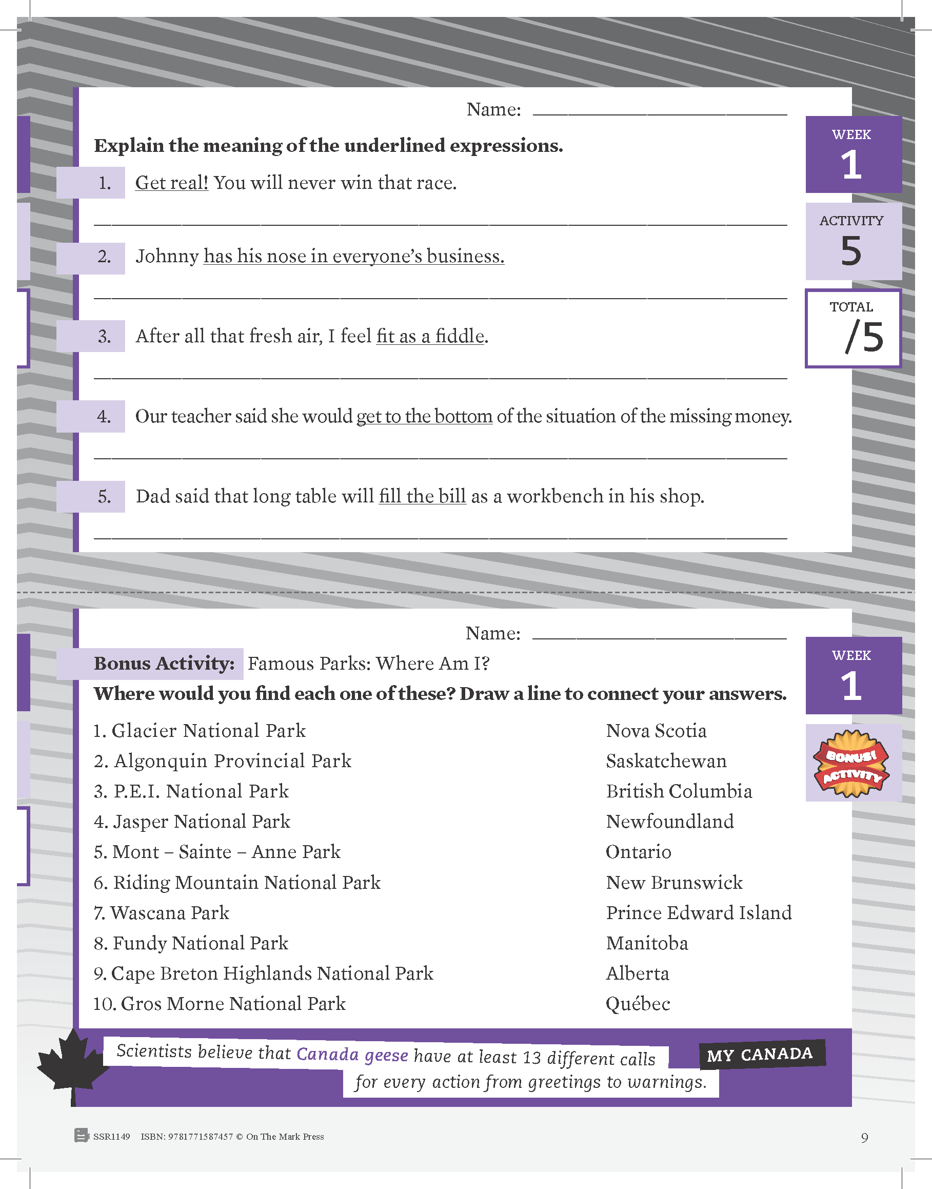 Canadian Daily Language Activities Grade 6