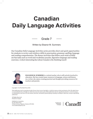 Canadian Daily Language Activities Grade 7