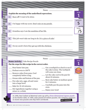 Canadian Daily Language Activities Grade 7