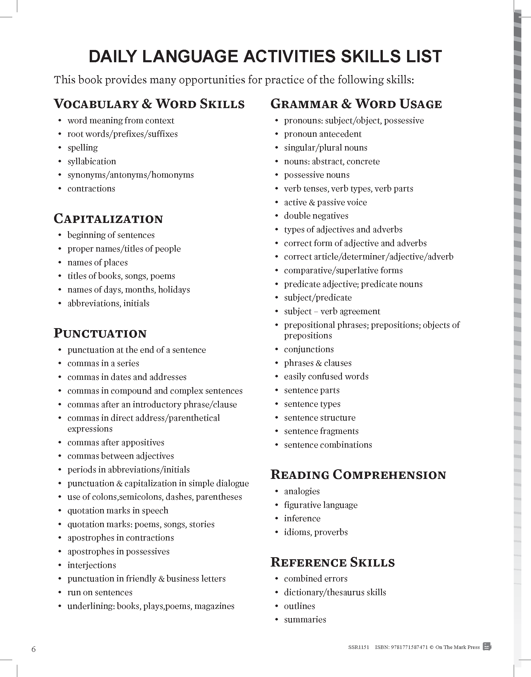 Canadian Daily Language Activities Grade 8