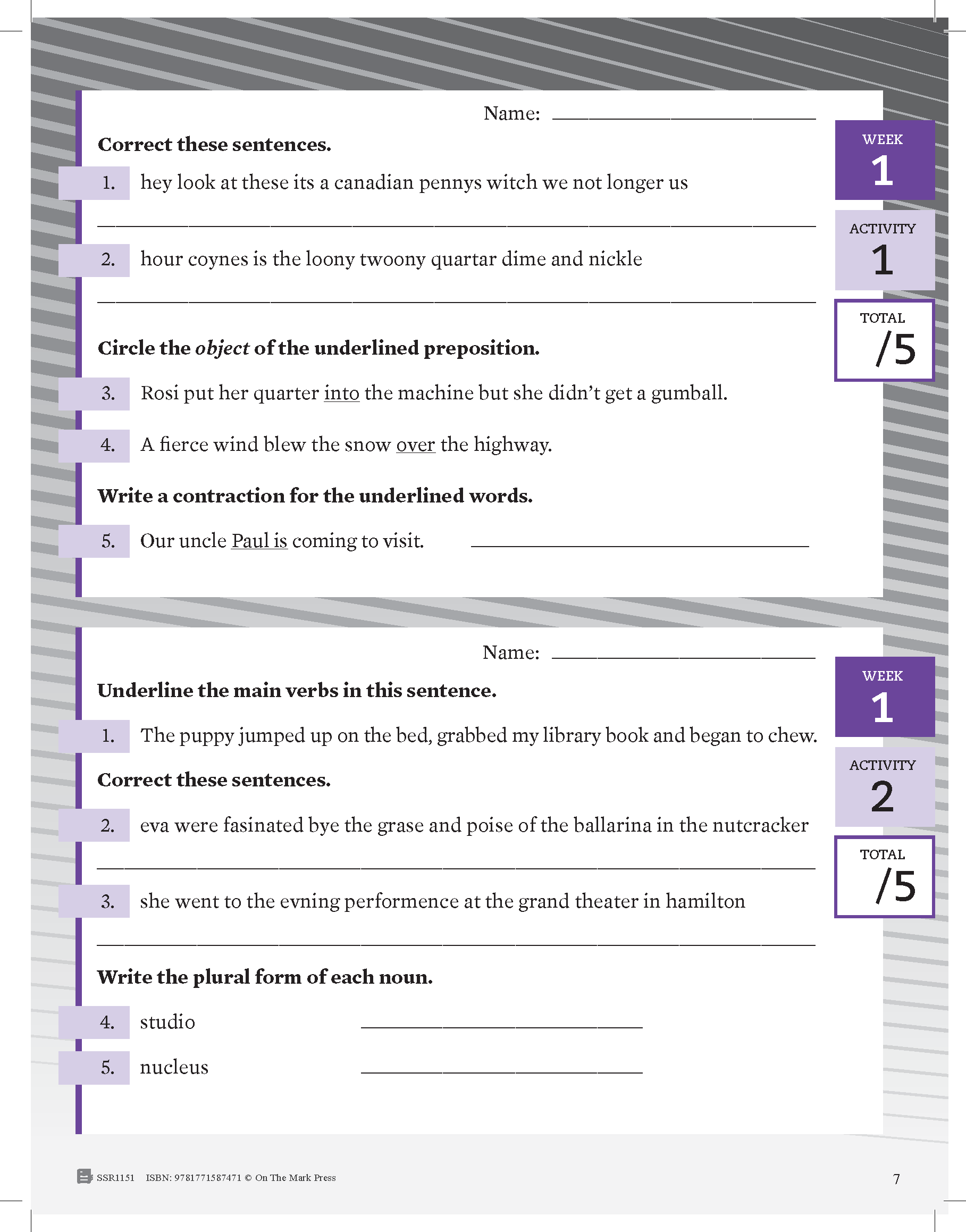 Canadian Daily Language Activities Grade 8
