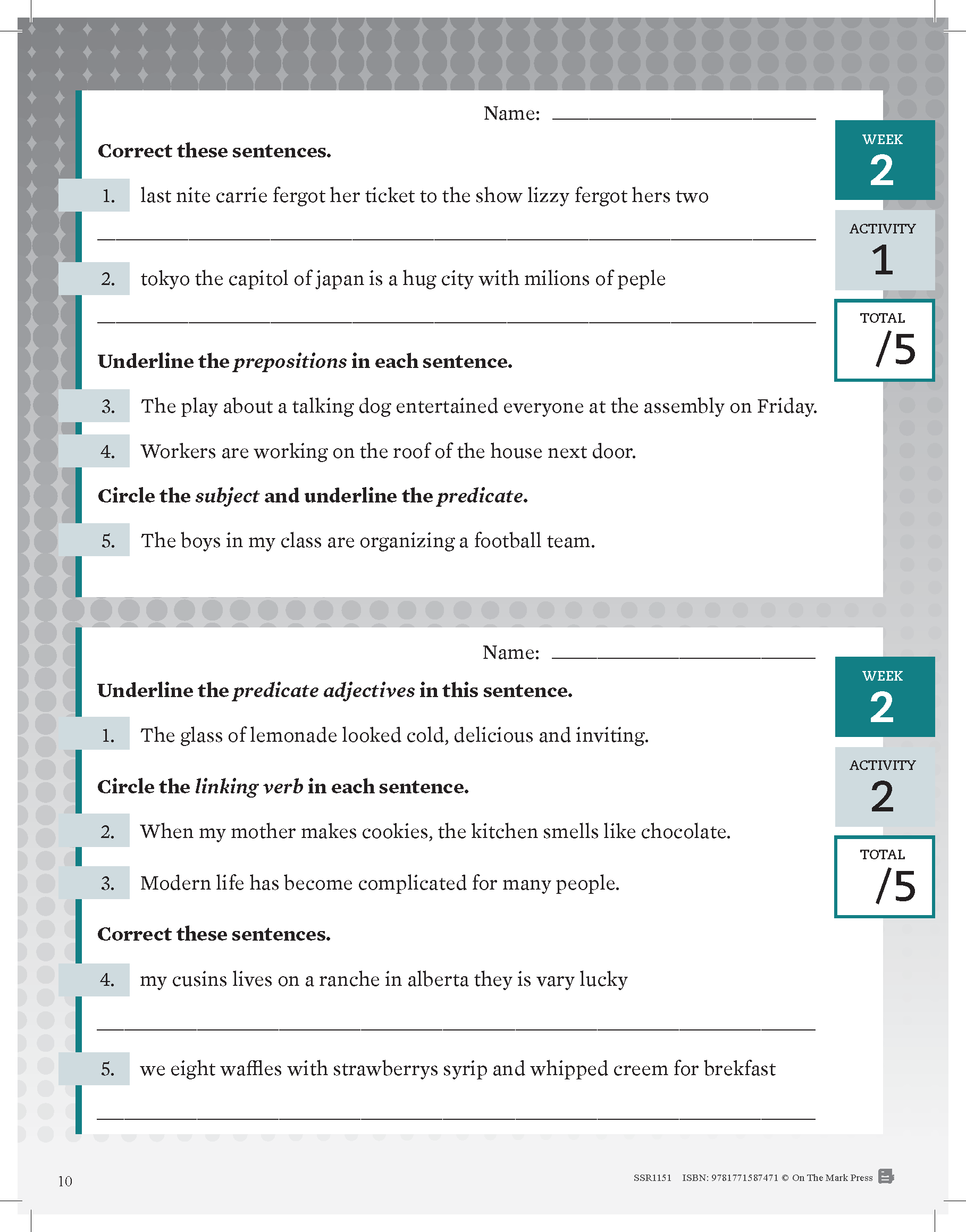 Canadian Daily Language Activities Grade 8