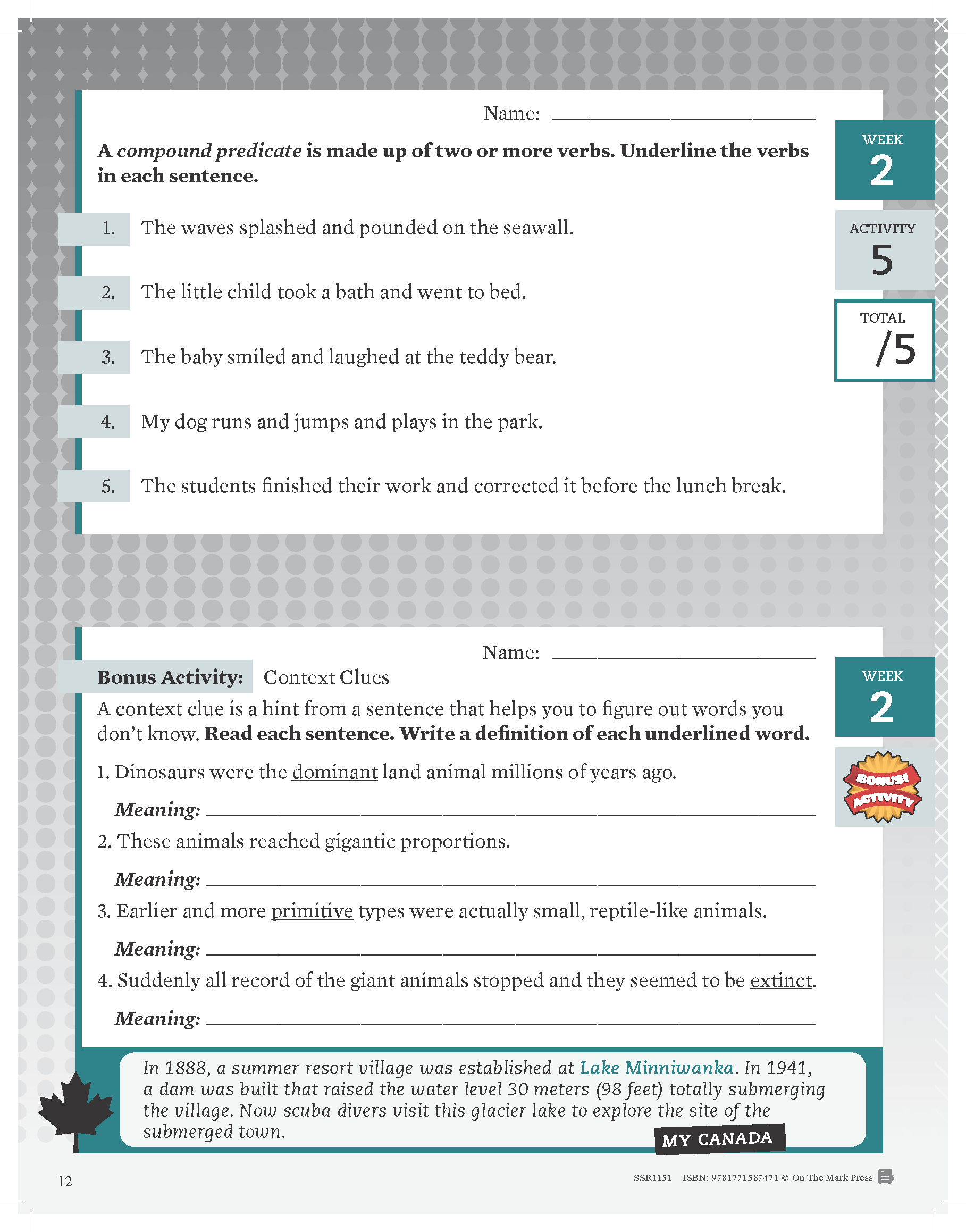 Canadian Daily Language Activities Grade 8