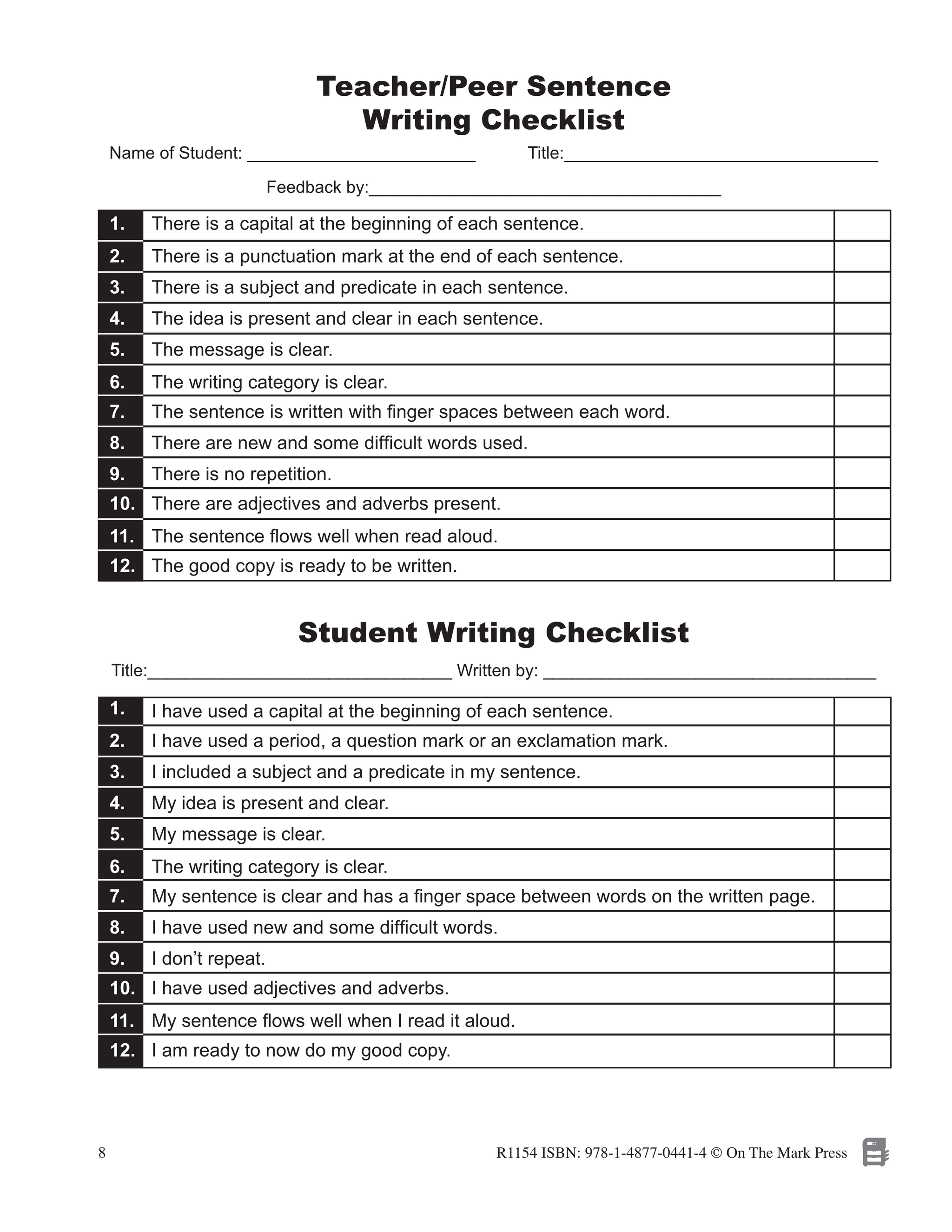 Sentence Writing - Canadian Writing Series Gr. 4-6
