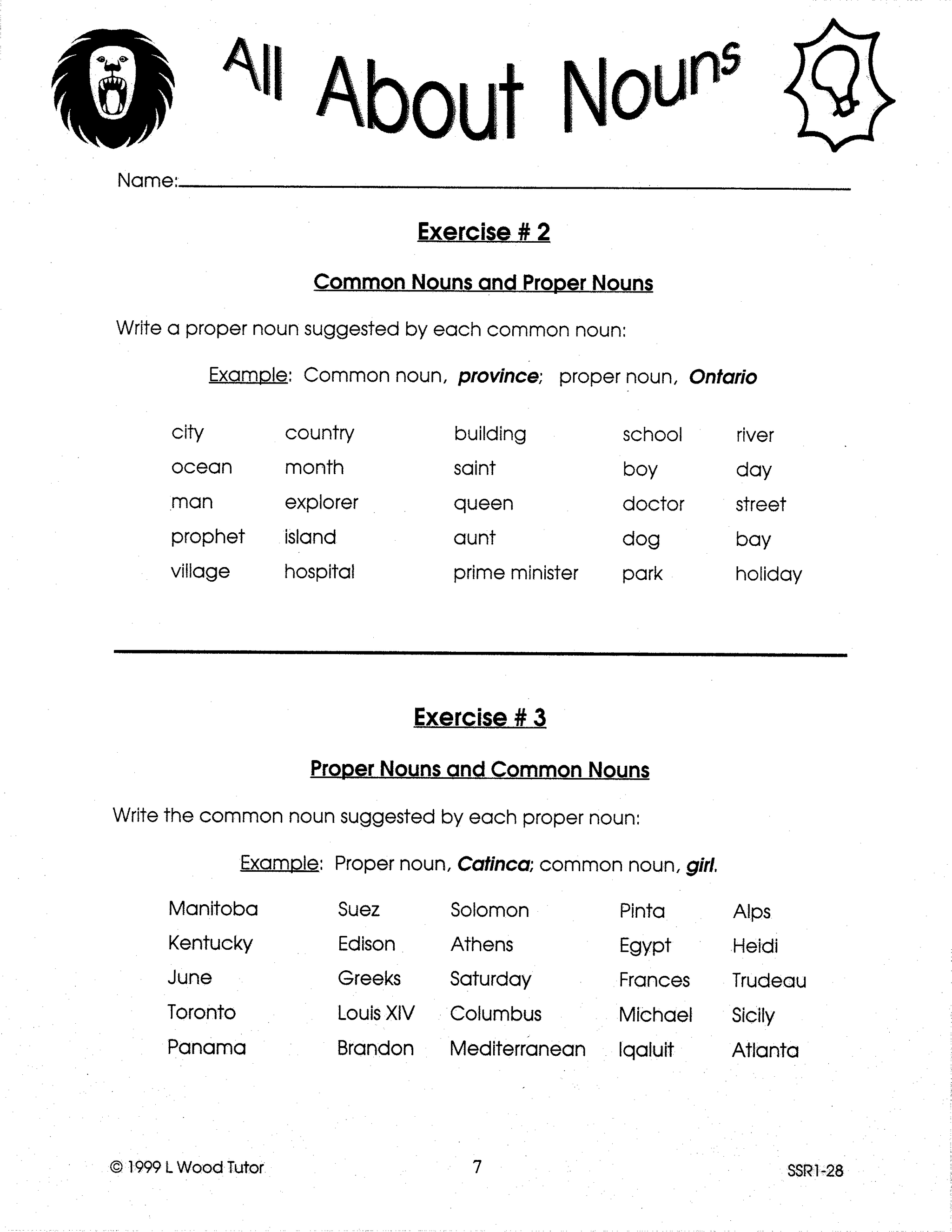 All About Nouns Grades 5-7