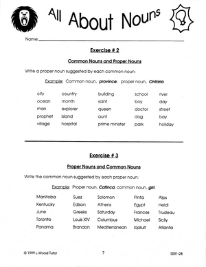 All About Nouns Grades 5-7