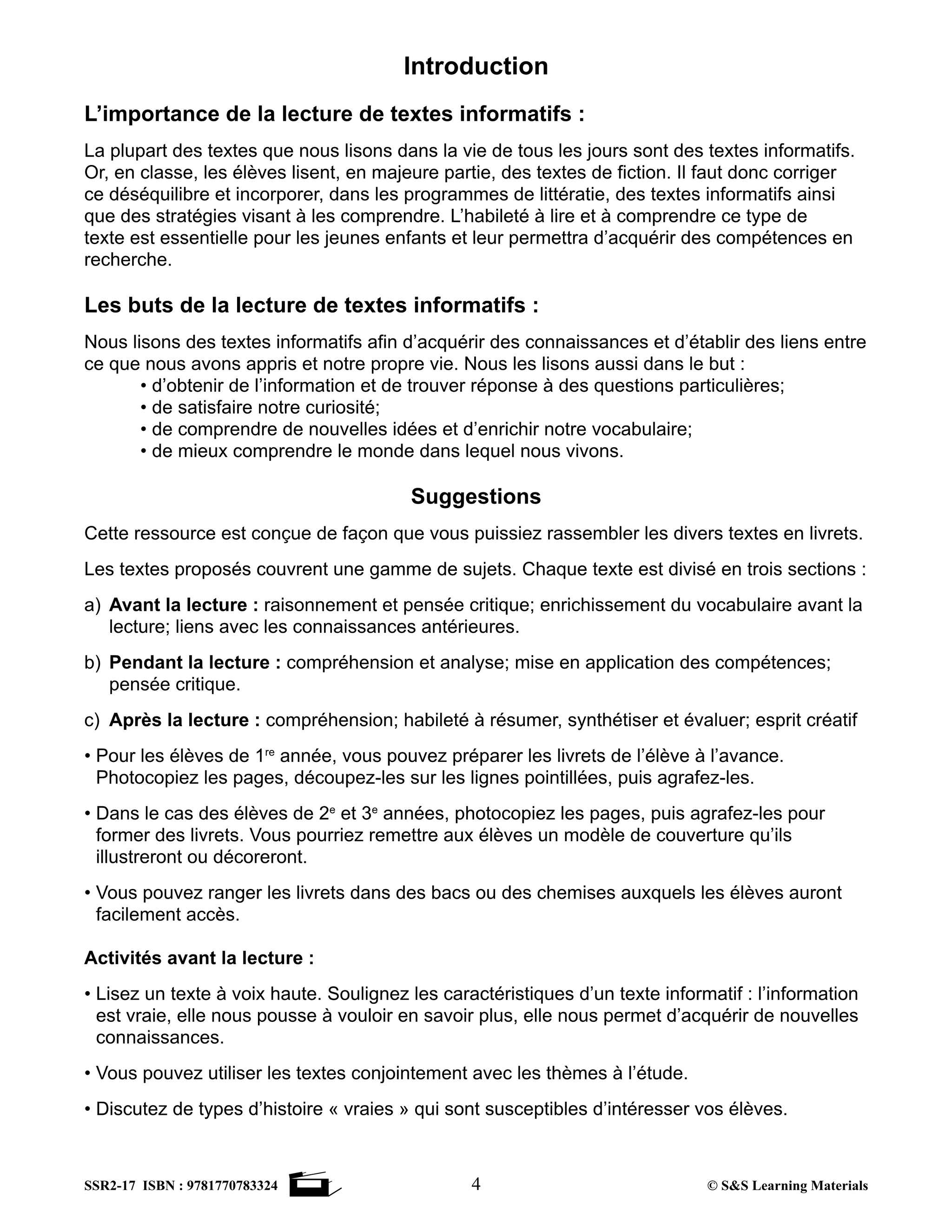 C'est un fait! Compréhension de textes informatifs 1e à 3e année