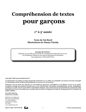 Compréhension de textes pour garçons 1e à 3e année