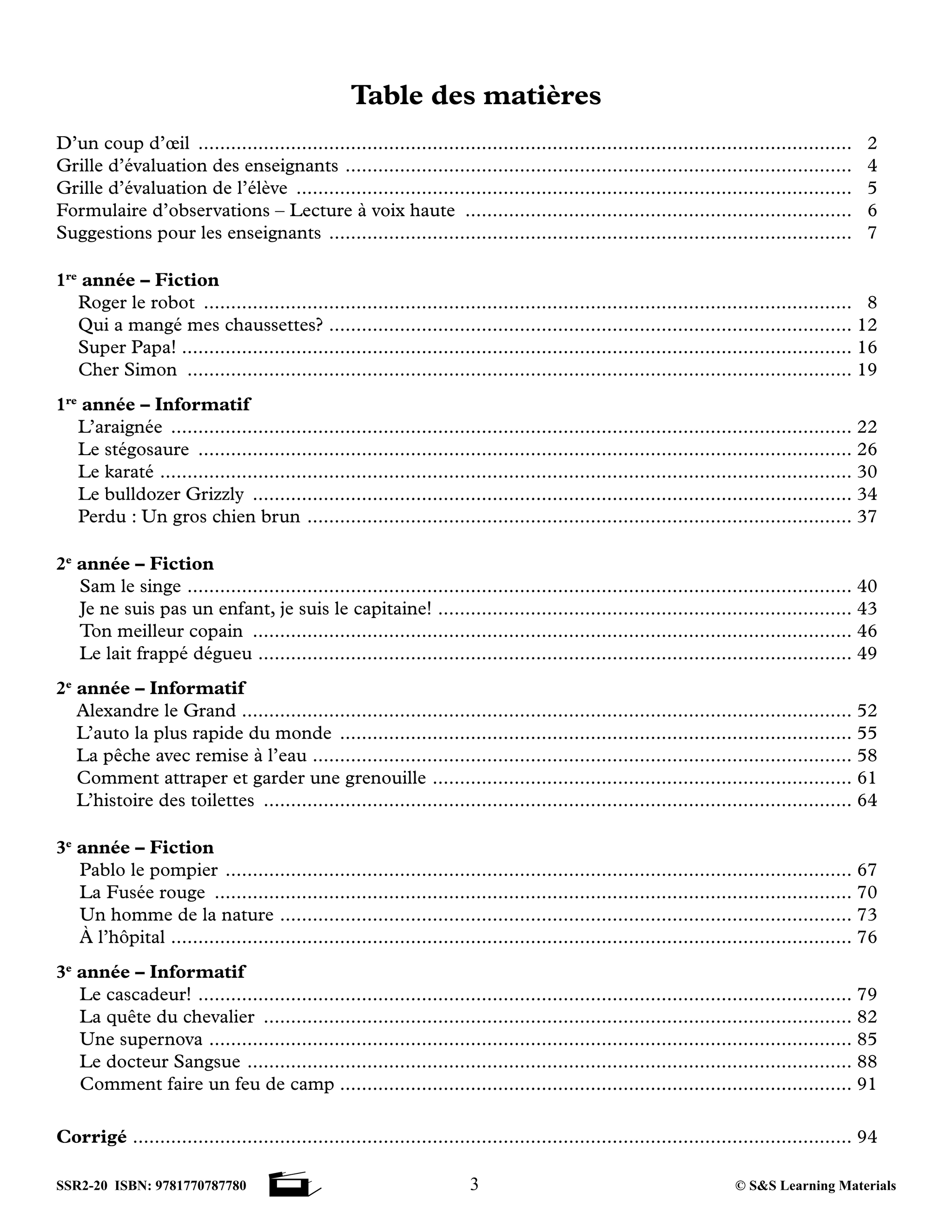 Compréhension de textes pour garçons 1e à 3e année