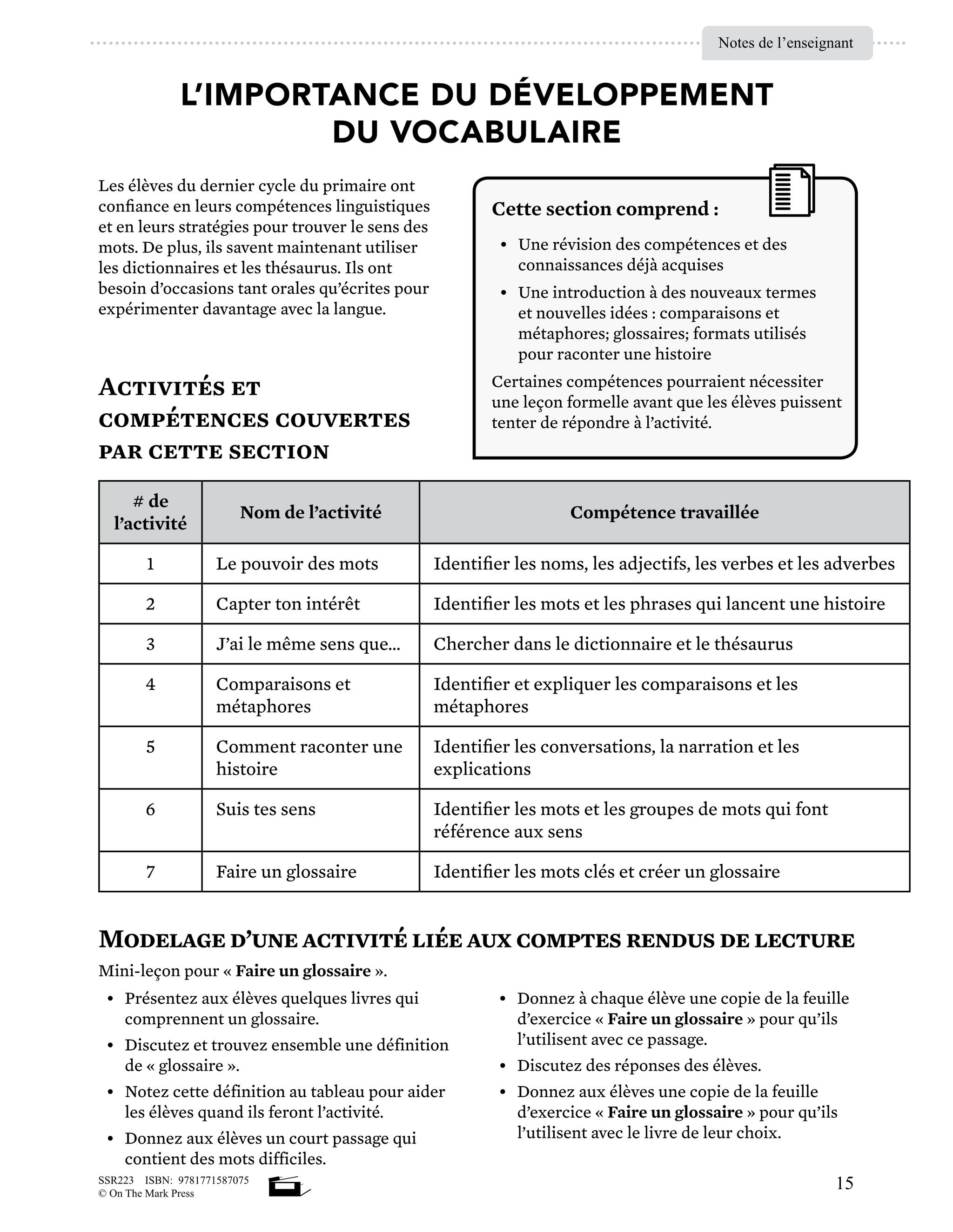 Comptes rendus de lecture : Allons-y 5e à 6e année