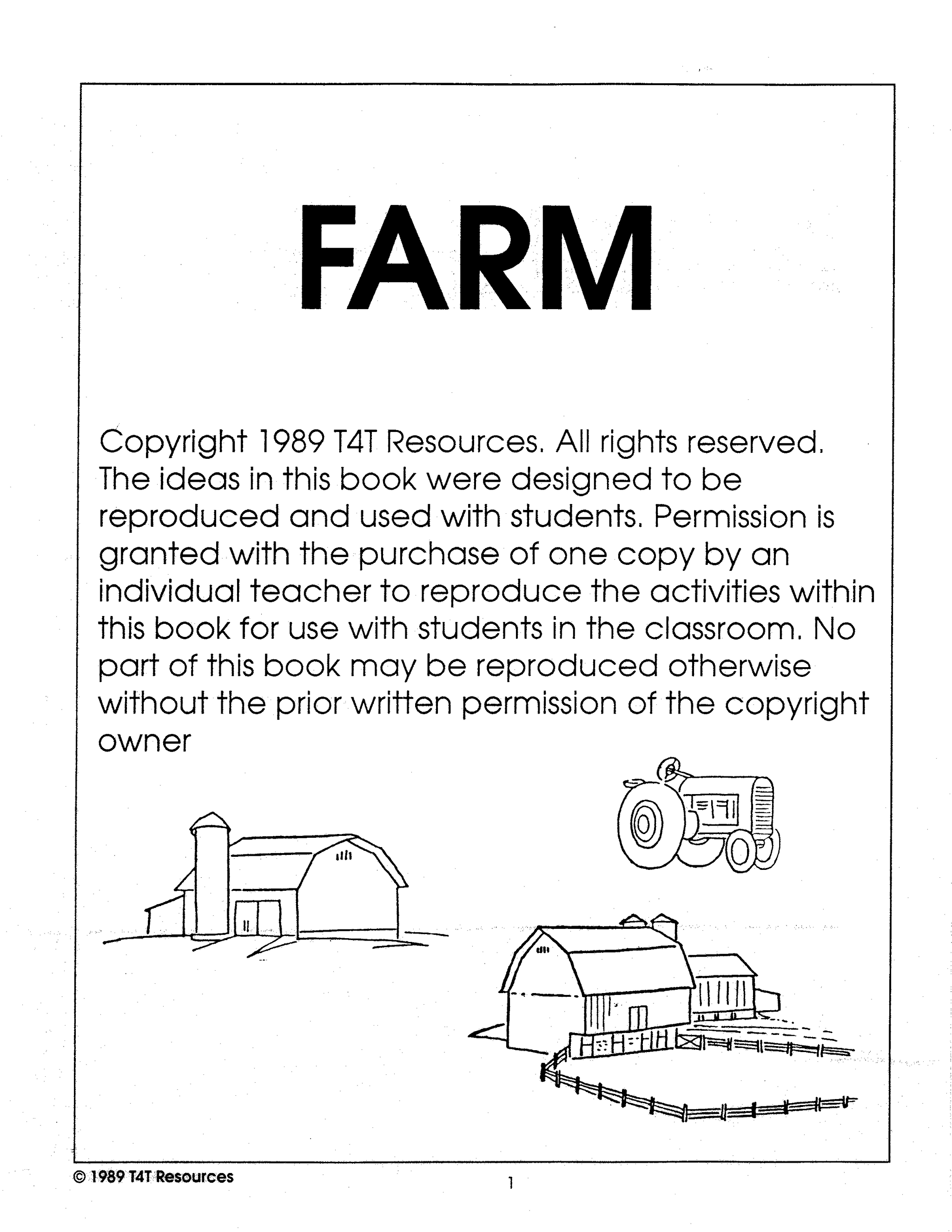 Farm - An Integrated Theme Unit Grades Jk-Sk