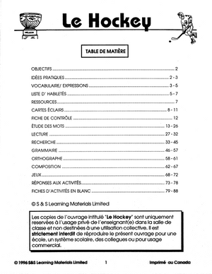 Le hockey 7e à 8e année