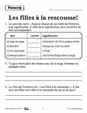 Compréhension de textes de fiction pour filles 2e année