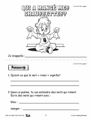 Compréhension de textes de fiction pour garçons 1e année