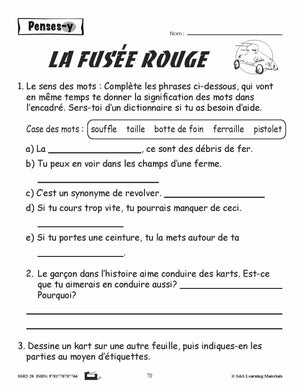 Compréhension de textes de fiction pour garçons 3e année