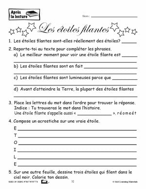 Compréhension de textes informatifs pour filles 2e année